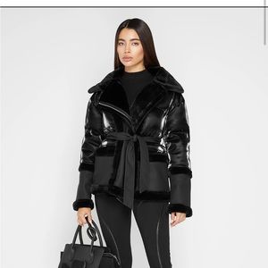 manieredevoir vegan leather puffer coat